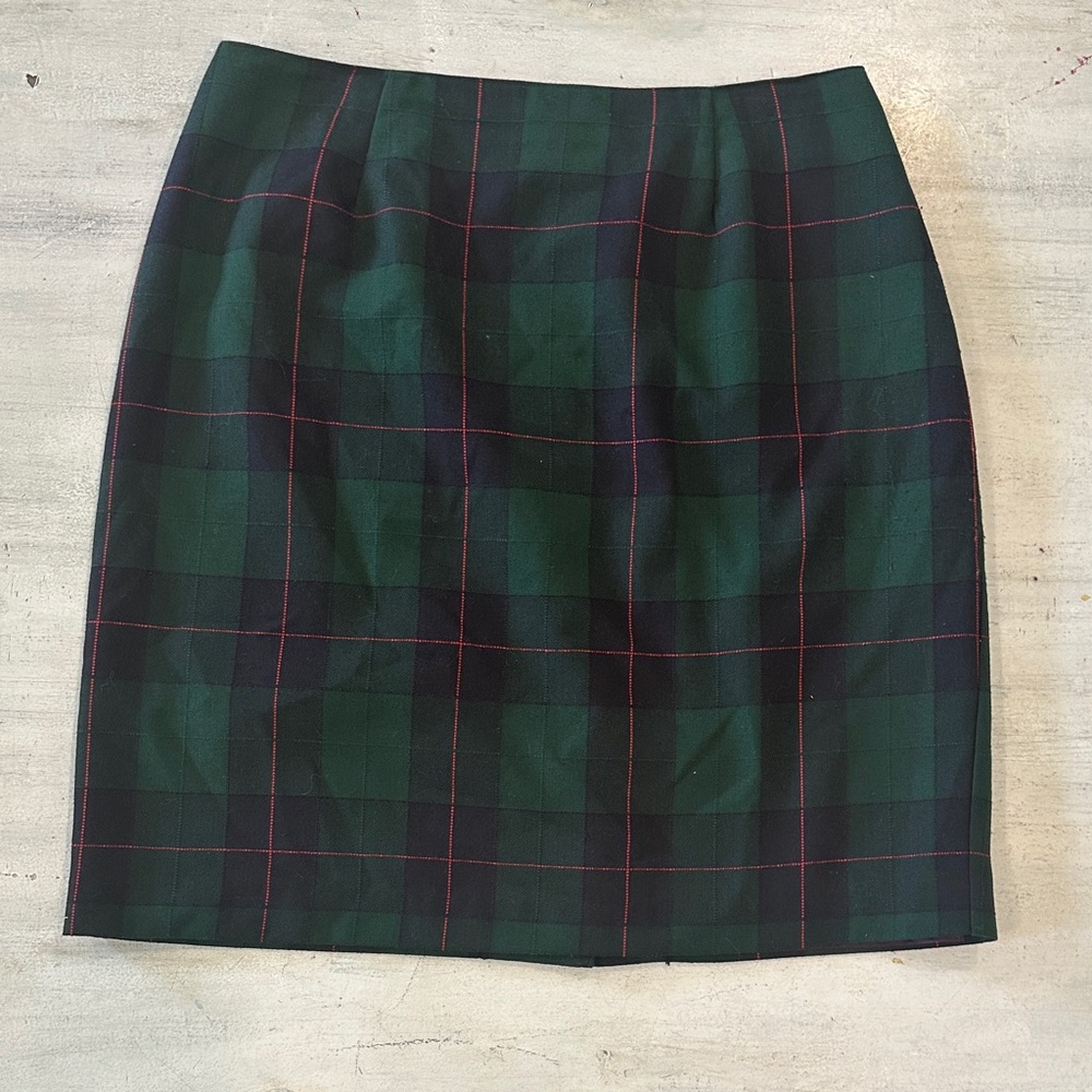 Vintage Green Plaid Pencil/High waisted mini Skirt